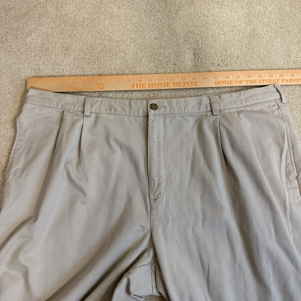LL Bean Mens 46x36 Khaki Beige Double L Natural Fit Plaid Fleece Lined Pants - Picture 10 of 13